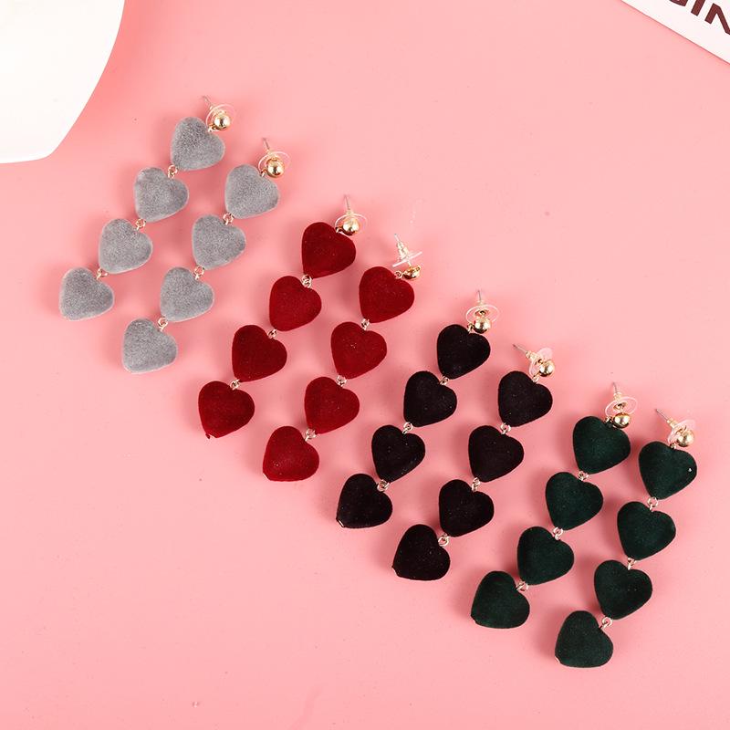 Korean Style Velvet Heart Earrings - Popular Love Heart Design