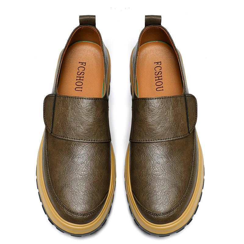 

Fashion High Quality Top Layer Cowhide Loafers Luxury Brand Man Genuine Leather Business Casual Men‘s Shoes Non Slip Sole Comfort Shoes 38 хаки