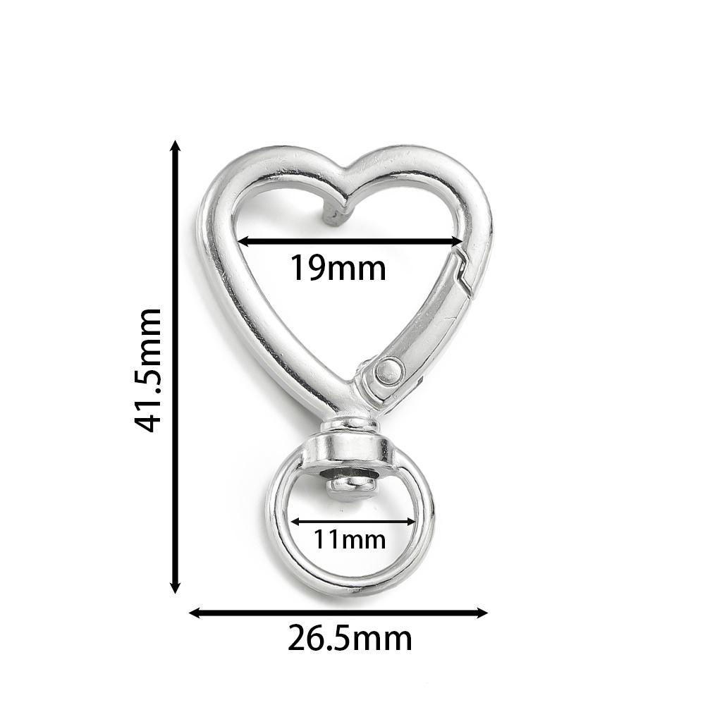 5pcs Swivel Heart Shape Lobster Spring Clasp Keyring Key Ring Dog Chain Snap Clasp for DIY Jewelry Making Accessories
