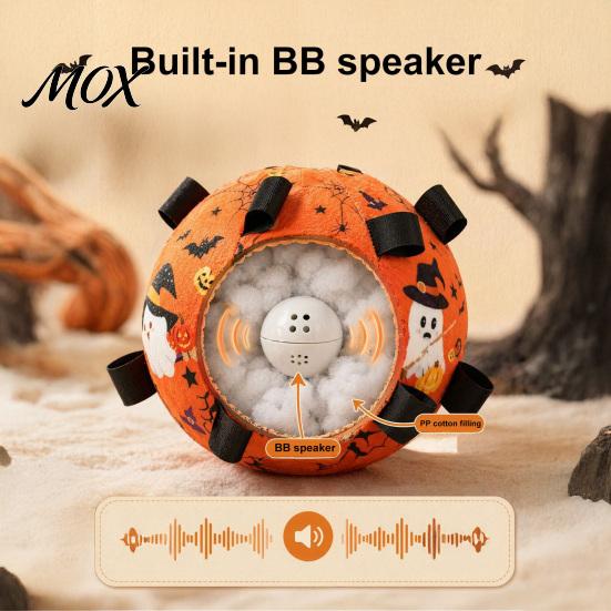 Halloween Themed Puppy Toy Squeaky Dog Chew Ball for Halloween, Bite Resistant Plush Toy, Pet Teething Interactive Small Medium Large Breeds Dogs