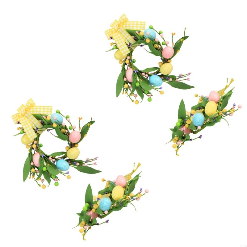 Plastic Easter Decorative Wreath With Simulated Eggs Flower Door Ornament