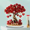 Bohemian Style Acrylic Crystal Heart Rose Tree Decoration, Suitable for Halloween and Christmas Ornaments with Golden Base and Red Roses 