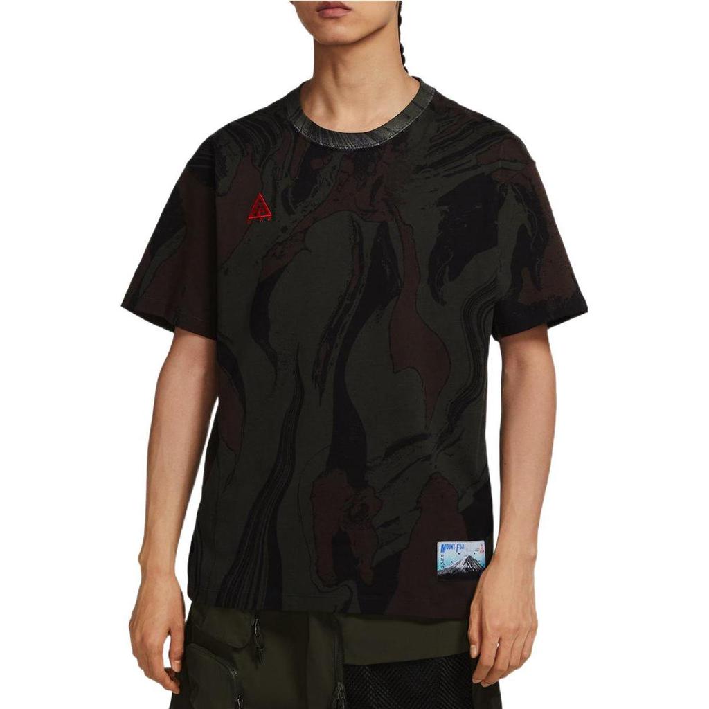 Nike ACG Men's All Conditions Gear Outdoor Graphic Print Cotton Short Sleeve T-Shirt Olive Green CW2295-325