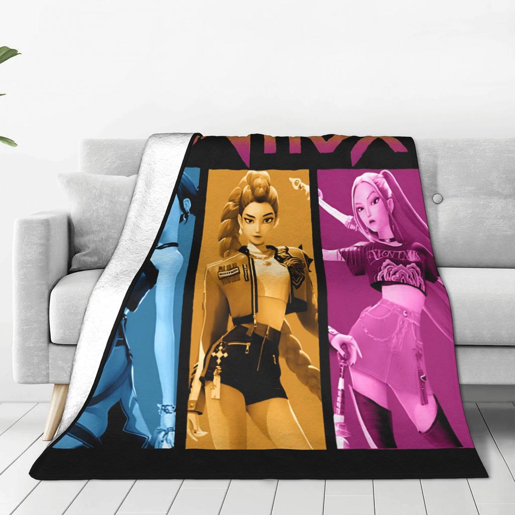 K pop Demon Hunters Blanket Quality Soft Warm  Throw Blanket Winter Kids Living Room Aesthetic Bedspread