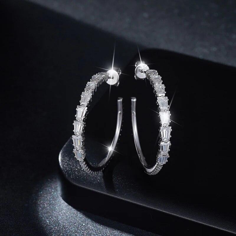 Total 3.78ct 2*3*4mm Ladder Square Full Moissanite Stud Earrings for Women 925 Sterling Sliver with 18k Gold Plated