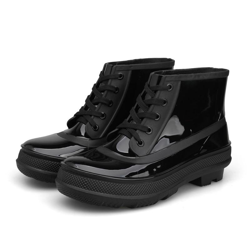 Fashion New Style Rain Boots Thickened Waterproof Non-Slip Belt Heel Integrated Water Shoes Fashion Short Tube Rubber Shoes Size 39-44
