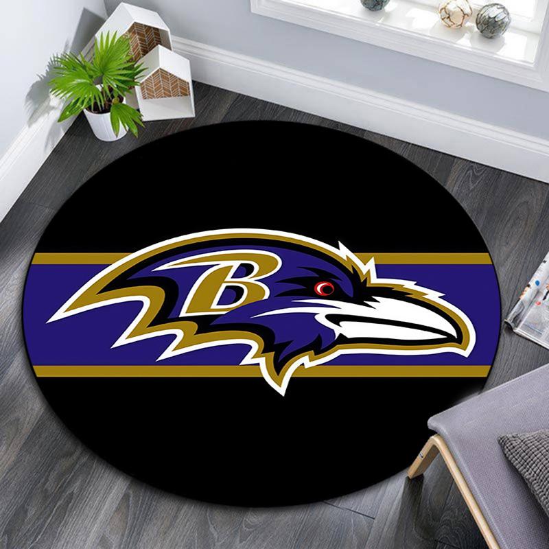 Baltimore Ravens Round Area Rug,Carpet Rug for Living Room Bedroom Sofa Playroom Decor,Non-slip Floor Mat