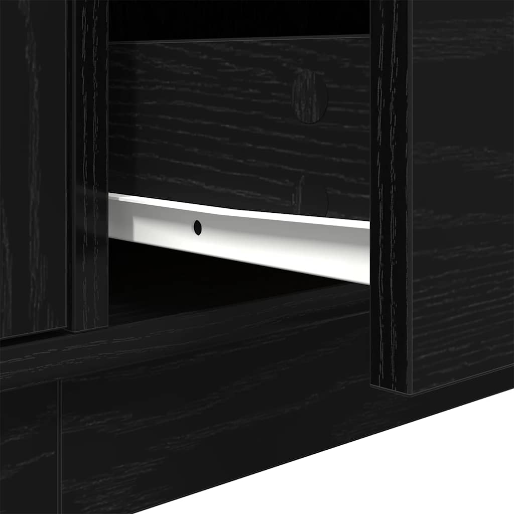 TV Stand with LED Lights Black Oak Effect 193.5x41x50 Cm