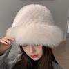 Women Luxury Winter Hat Real Rex Rabbit Fur Bomber Hats Lady Winter Genuine Fox Fur Cap Beanies Warm Soft Fluffy Natural Fur Hat