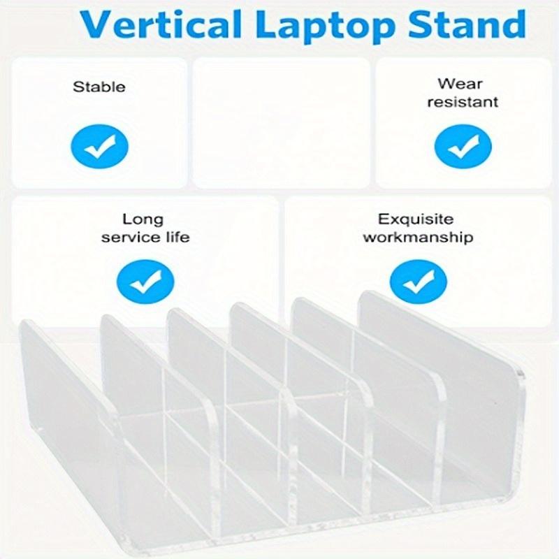 1pc vertical file organizer, acrylic desktop organizer, laptop stand - can hold up to 5 laptops, tablets and smartphones