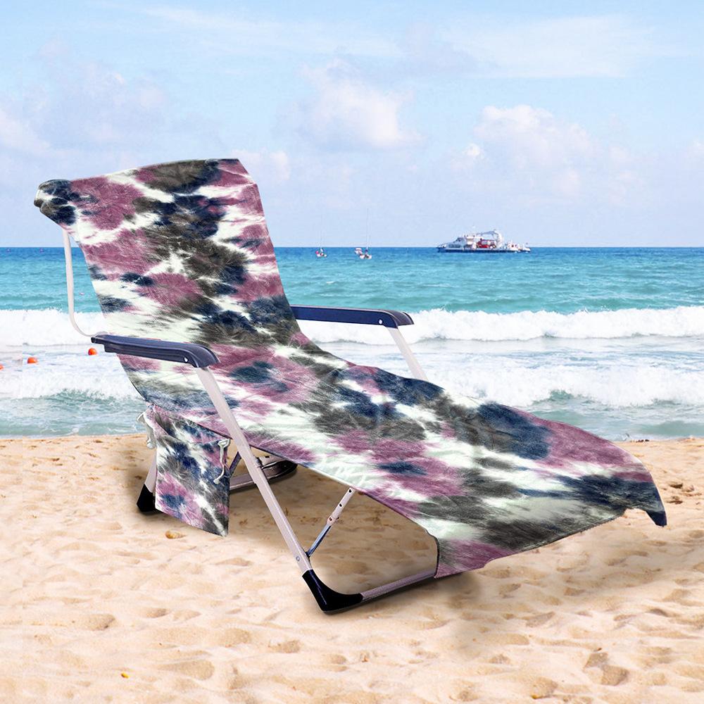 Tie-Dye Beach Chair Cover, Pool Microfiber Lounge Chair Cover, Swimming Quick-Drying Beach Towel, Seaside Thickened Lounge Chair Mat