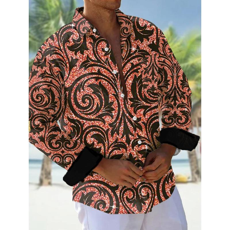 Herrenhemden, Button-Down-Hemden, Freizeithemden, Frühling und Sommer, bedruckt, Langarm, täglich, modisch, bequem