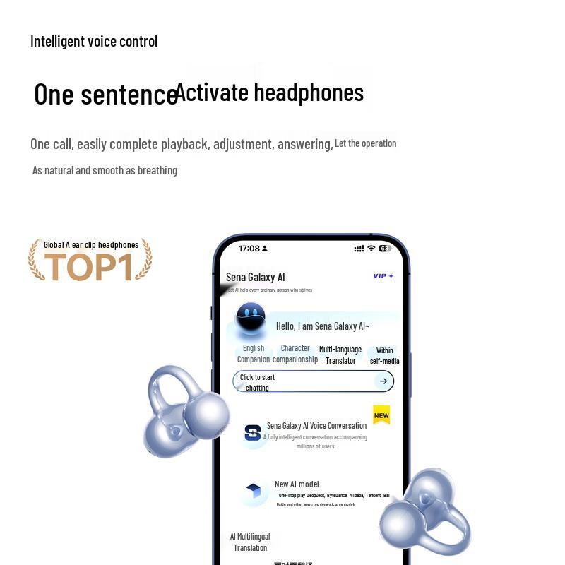 SANAG S8S Ultra Ear-Clip Open-Ear Wireless Headphones with AI Translator