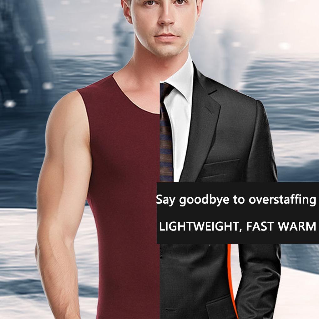 Men Thermal Vest Warm Fashion Basic Top Fitness Exercise Bottoming Baselayer Sleeveless Underwear Elastic Comfortable