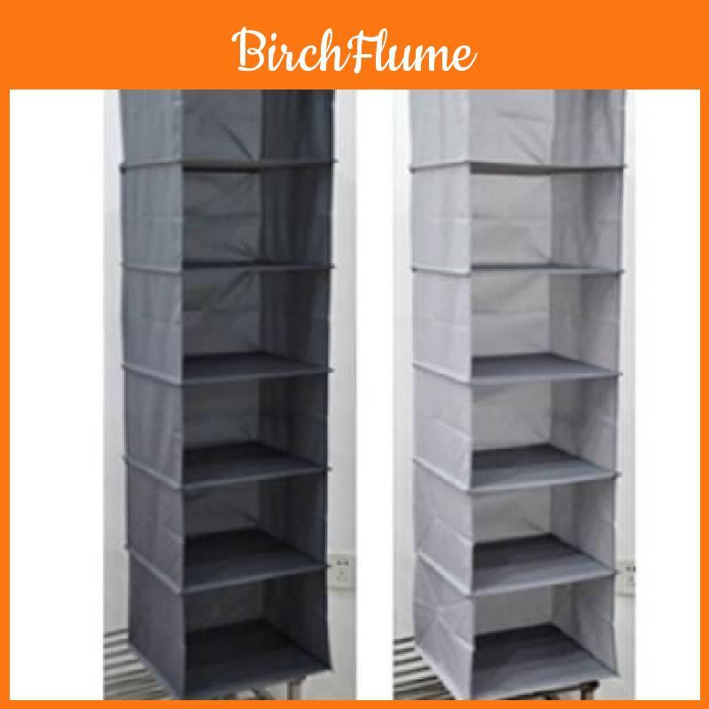 Spacious Gray Non-woven Hanging Closet Organizer For Clothes And Accessories