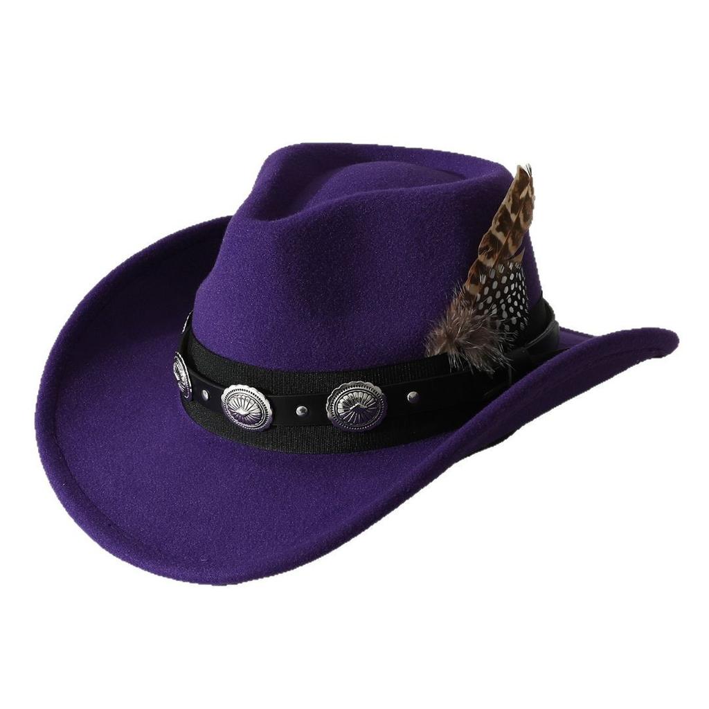 Rongmei's new autumn and winter hats for women, European and American retro woolen western cowboy hats for men, versatile and fashionable with large