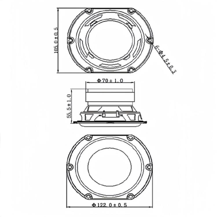 4 Zoll 4 Ohm 30W Tragbarer High-Fidelity-Quadratischer Basslautsprecher 98mm Tieftöner Subwoofer Lautsprecher