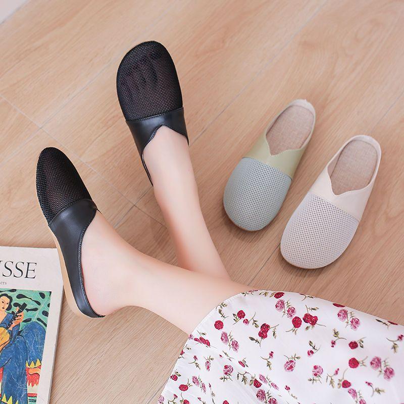 Flat Toe Half Slippers Women's Summer New Breathable Women's Shoes Fashionable Outdoor Cool Slippers