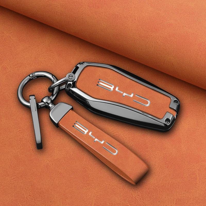 Alloy Car Remote Key Case Cover Shell For BYD Atto 3 Han EV Dolphin Lied Tang Dm Qin PLUS Song Pro MAX Yuan  Protector Keychain