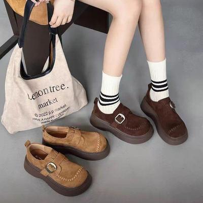 2025 Autumn New Leather Platform Loafers Women's Retro British Style Small Leather Shoes One Pedal Lazy Single Shoes