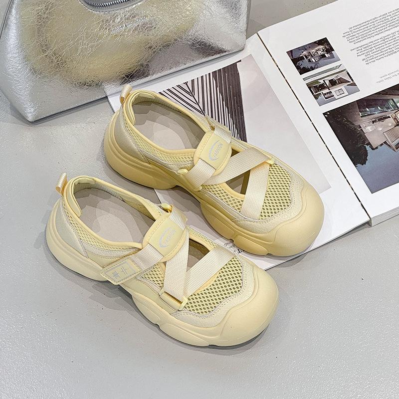 

Baotou sports sandals women s hollow breathable dad shoes women s new thick-soled casual little white shoes hole women s shoes 40 жовтий