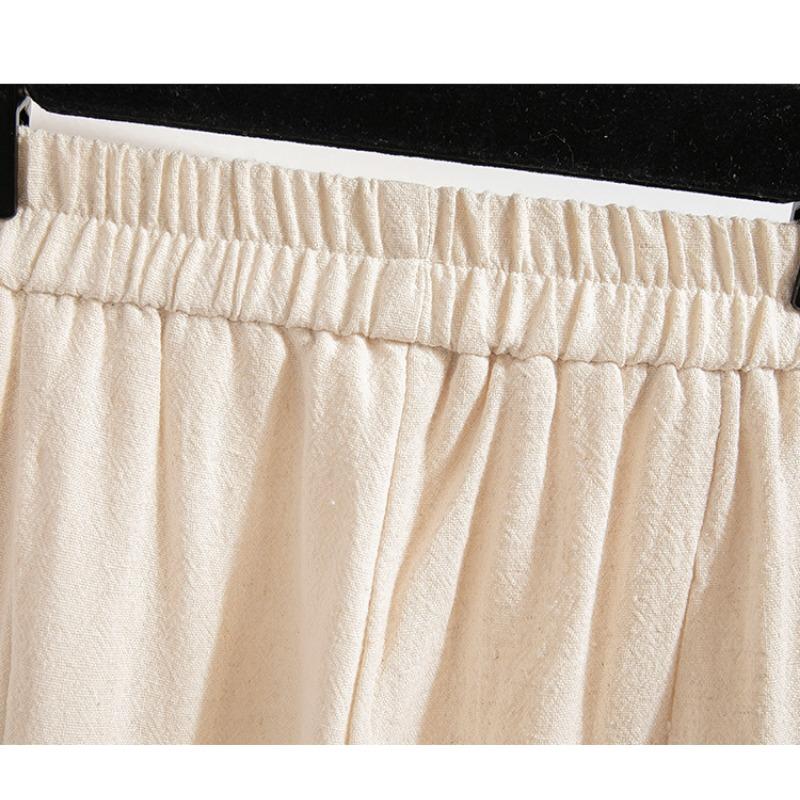 Kalhoty větší velikosti Dámské kalhoty Vintage plátěné Ležérní kalhoty Literární vázanka Pružný pas Harlekýnové kalhoty