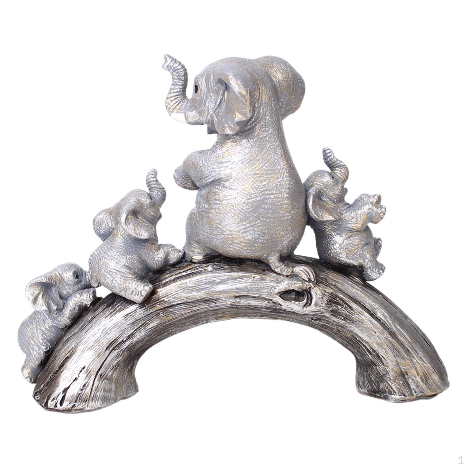 

Скульптура слона, статуя из смолы, творческое украшение для рабочего стола, животное для серебряный