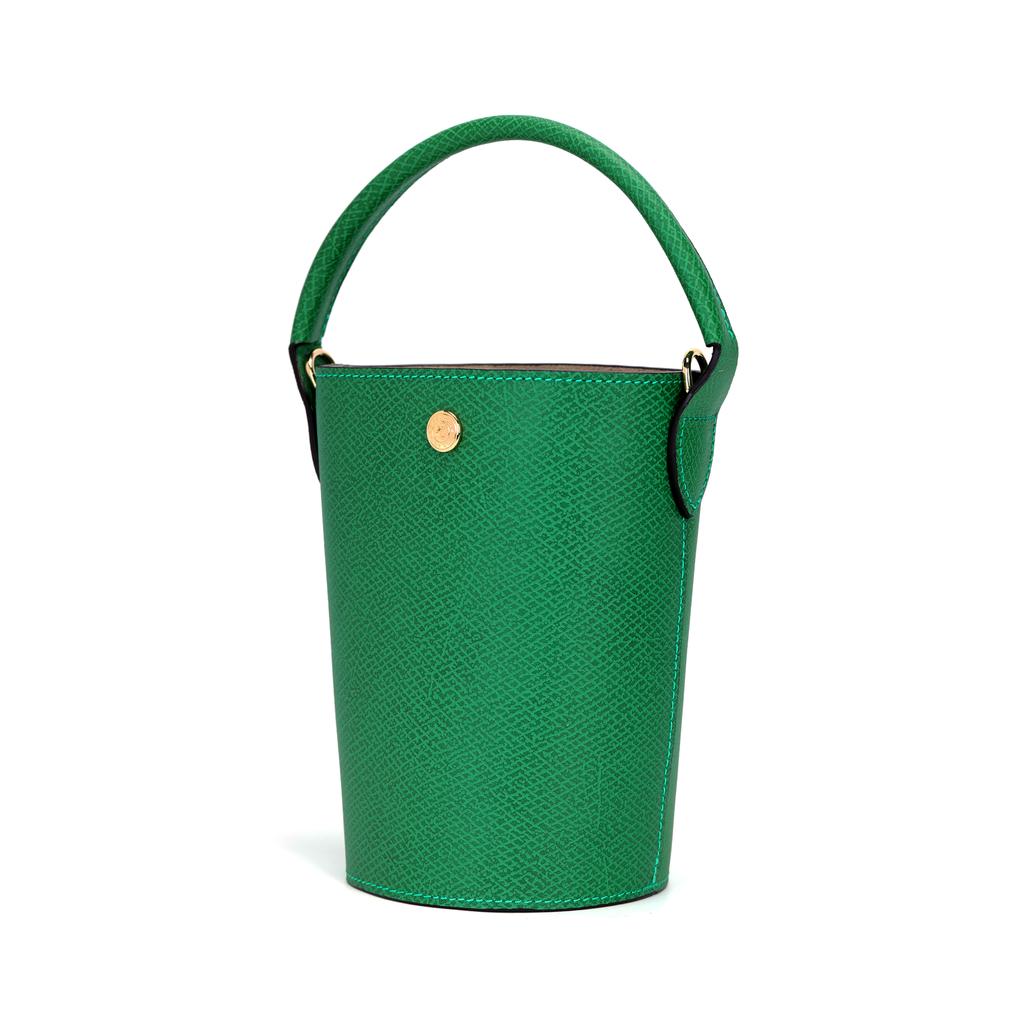 Longchamp Épure 12 Short Handle Snap Closure Leather Bucket Bag Mini Women Bags Green 10213HYZ129