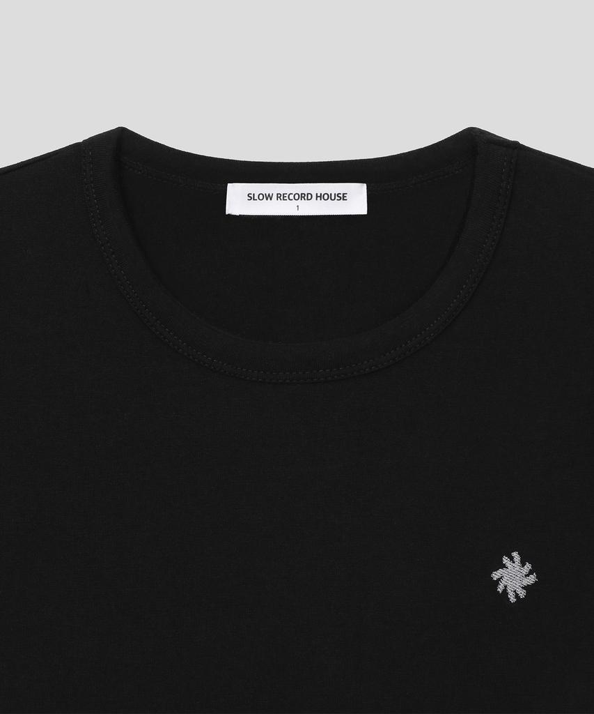 SLOW RECORD HOUSE Layered Check Roll-Up T-Shirt_Black