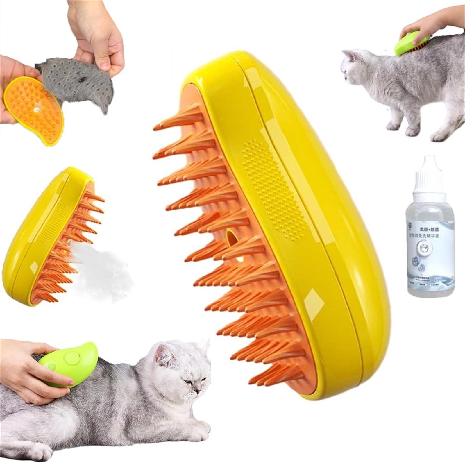 

Steamy Cat Brush - 3 в 1 Cat Steamy Brush, Самоочищающаяся паровая щетка для кошек, Cat Steamer Brush - 20 мл One Size жёлтый