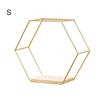 Wooden Board Metal Framed Storage Holder Rack Nordic Wall Mounted Floating Hexagon Shelf Geometric Frame Stand Rack Home Decor