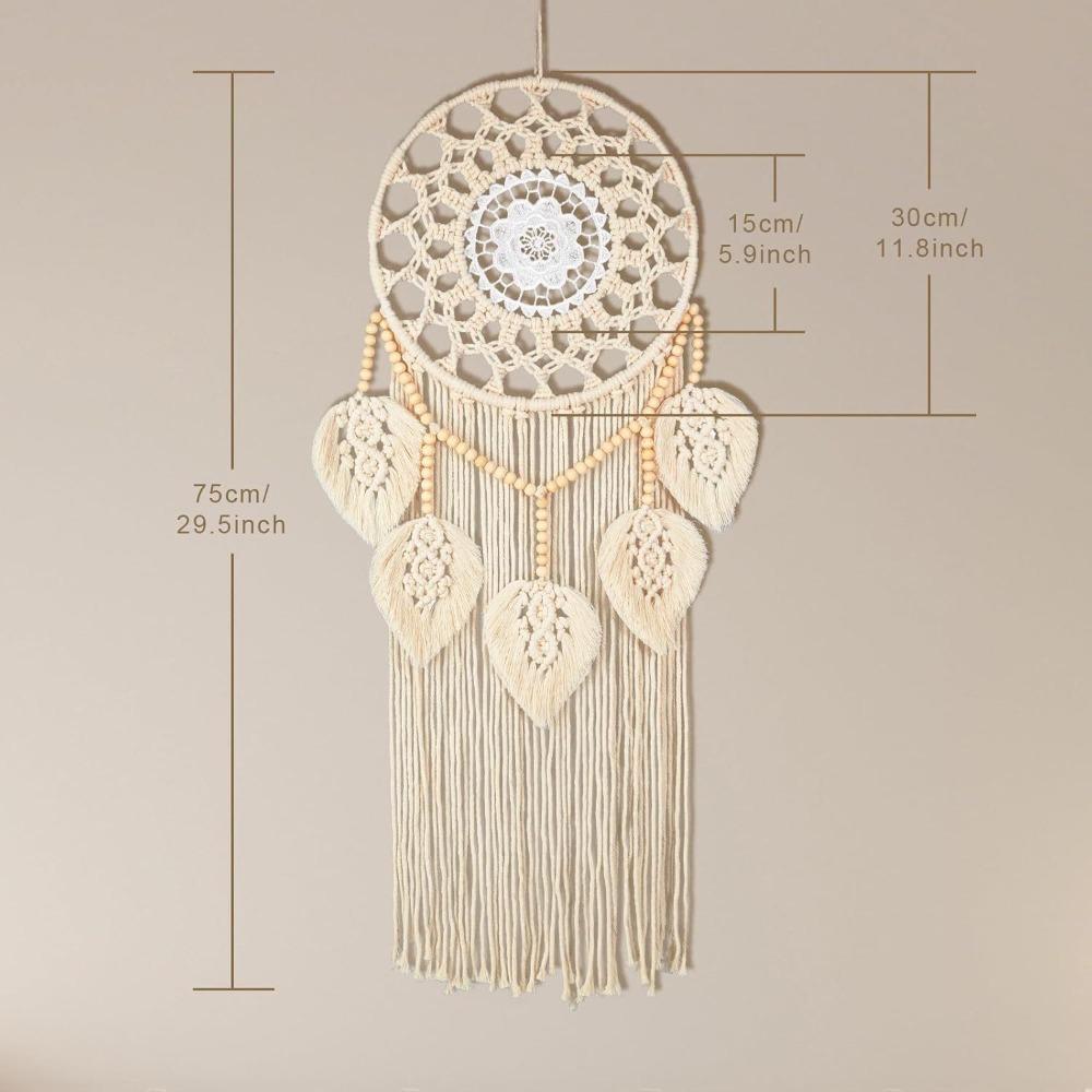 Macrame Wall Hanging Boho Wall Decor Tapestry Handwoven Fringe Dreamcatcher Bedroom Background Decor with Hanging Attachment