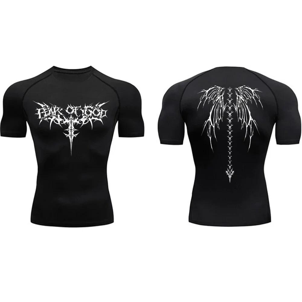 Koszulka Muscle Fit Y2K Koszulki Kompresyjne Dla Mężczyzn Sport Trening Siłownia Męskie Bieganie Fitness Obcisła Letnia Odzież Sportowa Top Koszulka