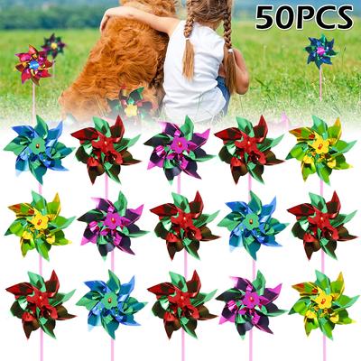 50Pcs Pinwheel Garden Yard Planter Colorful Windmill Stakes Decoracion Kids Toy Outdoor Decor Rainbow Pinwheels Home Decor