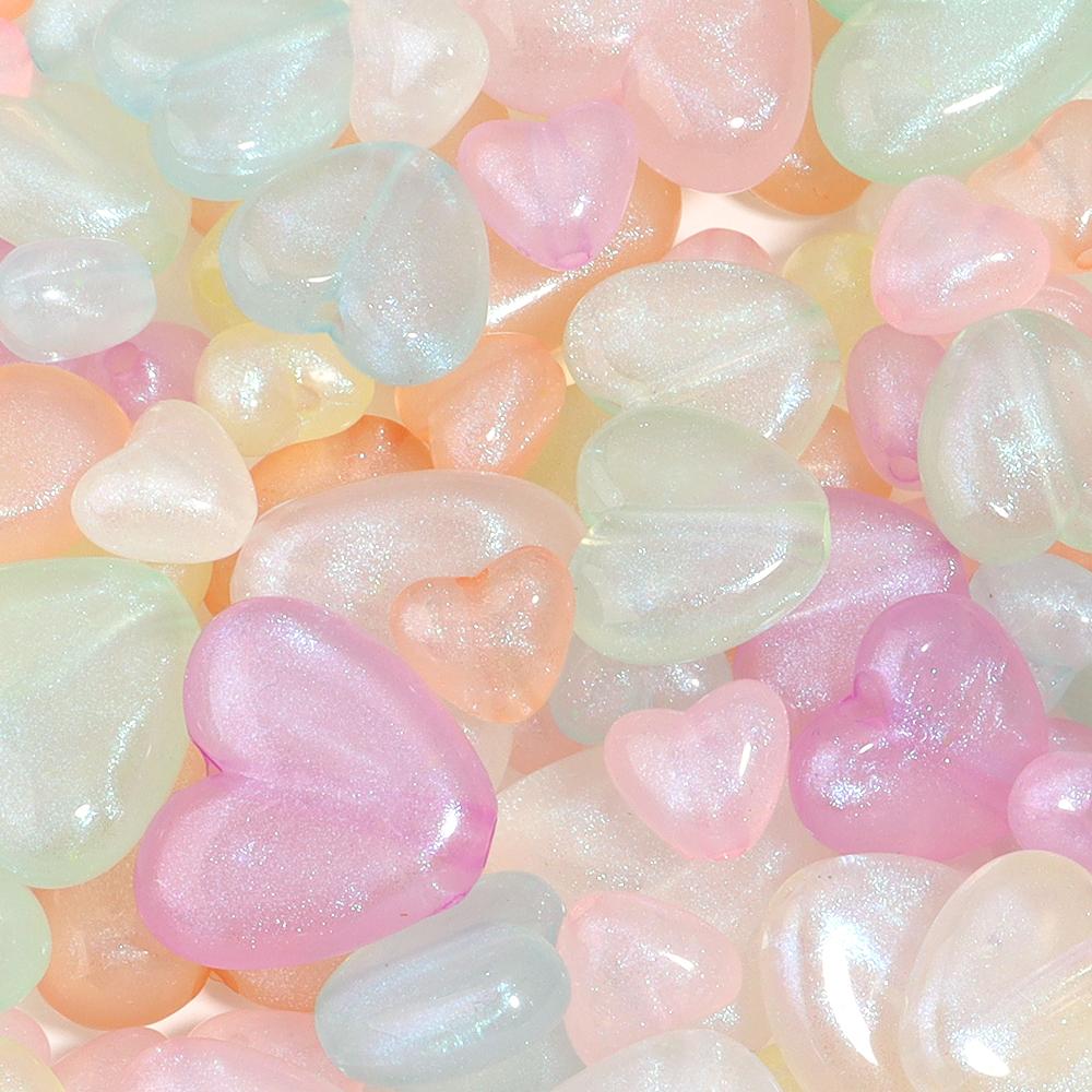 20-100pcs Acrylic Love Heart Beads Color Loose Spacer Charm Bead for Jewelry DIY Bracelet Necklace Phone Chain Beaded Material