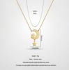 QIAOREN 11952 Elegant Boho Celestial Moon Star Pendant Necklace Gold Stainless Steel Hollow Filigree Jewelry Gift for Women