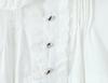 2025 Autumn Women's White Mesh Shirt with Doll Collar & Lace Puff Sleeves