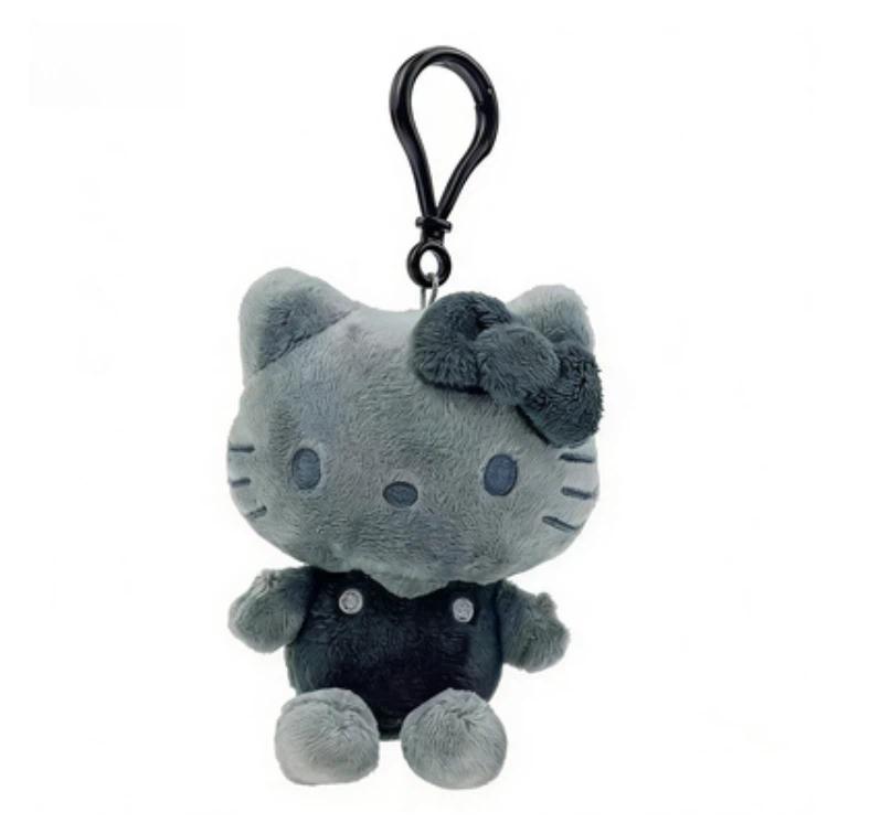 Cute Anime Figurine Kuromi Ugly Fish Full Black Dark Gray Carbon Black Series Plush Keychain Pendant Plaything Bag Present For Girls