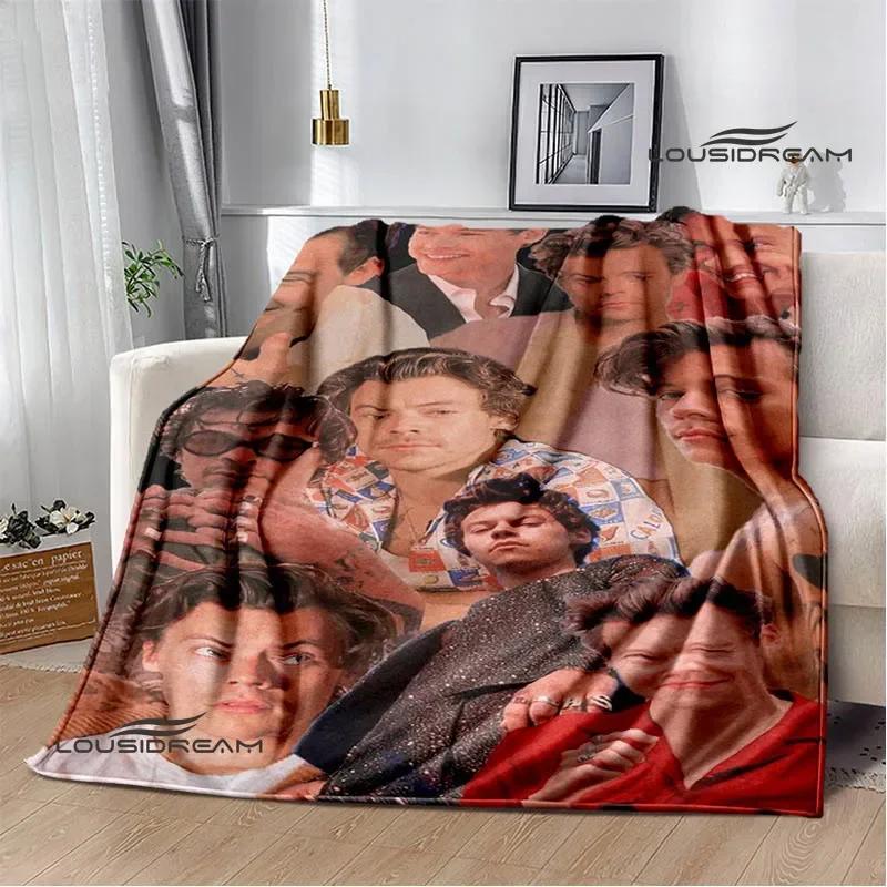 Sänger H-Harry-Styles bedruckte Decke Picknickdecken Flansch warme Decke Weiche und bequeme Decke Bettwäsche Geburtstagsgeschenk