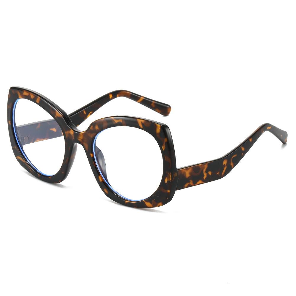 Retro Leopard Print Cat Eye Anti Blue Light Glasses Y2K Two Color Frame Punk Computer Goggles for Women Men