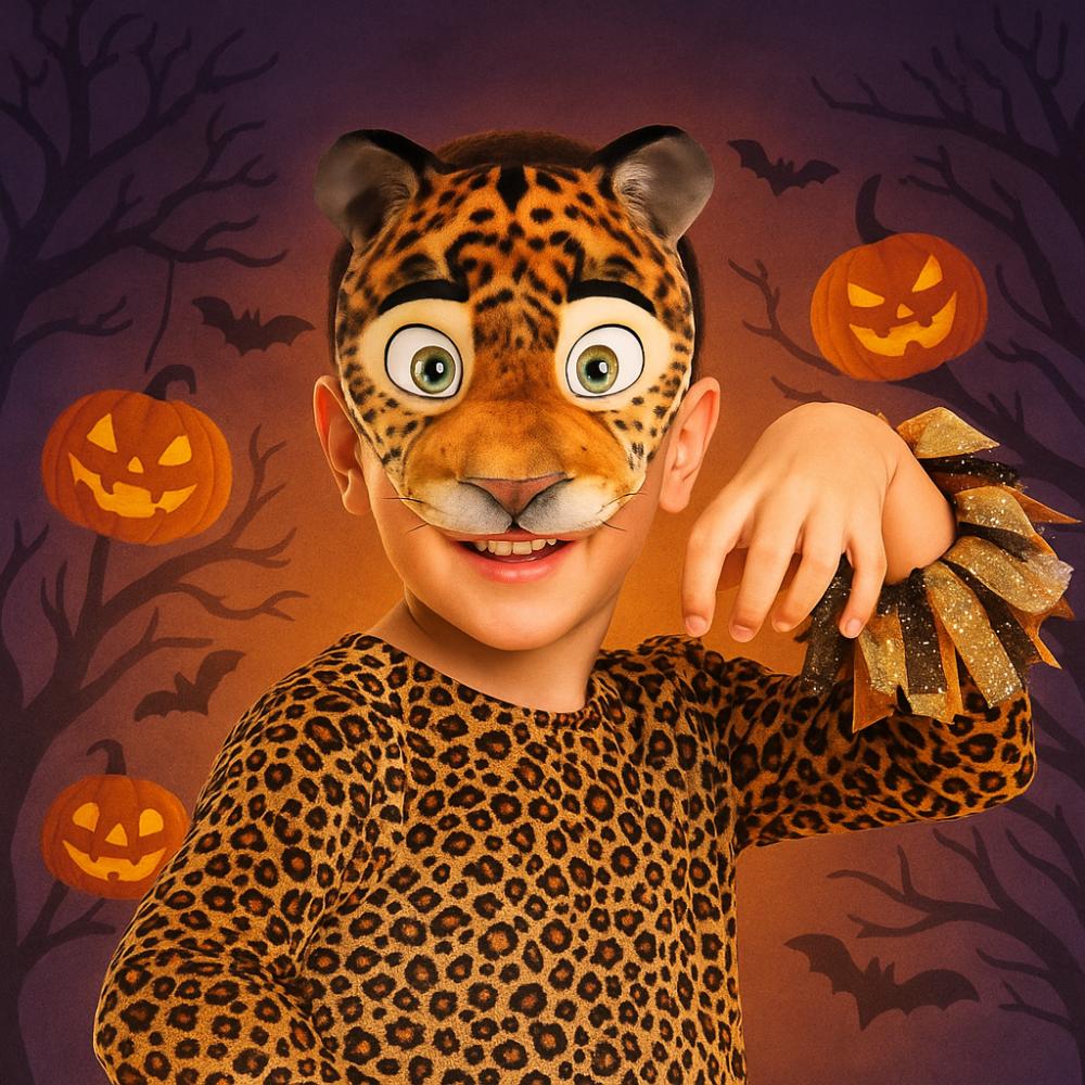 Half Face Animal Mask EVA Tiger Plush Mask Cute Halloween Mask  Carnival