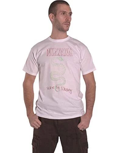 Nirvana T Shirt Serve The Servants Band Logo Official White L M