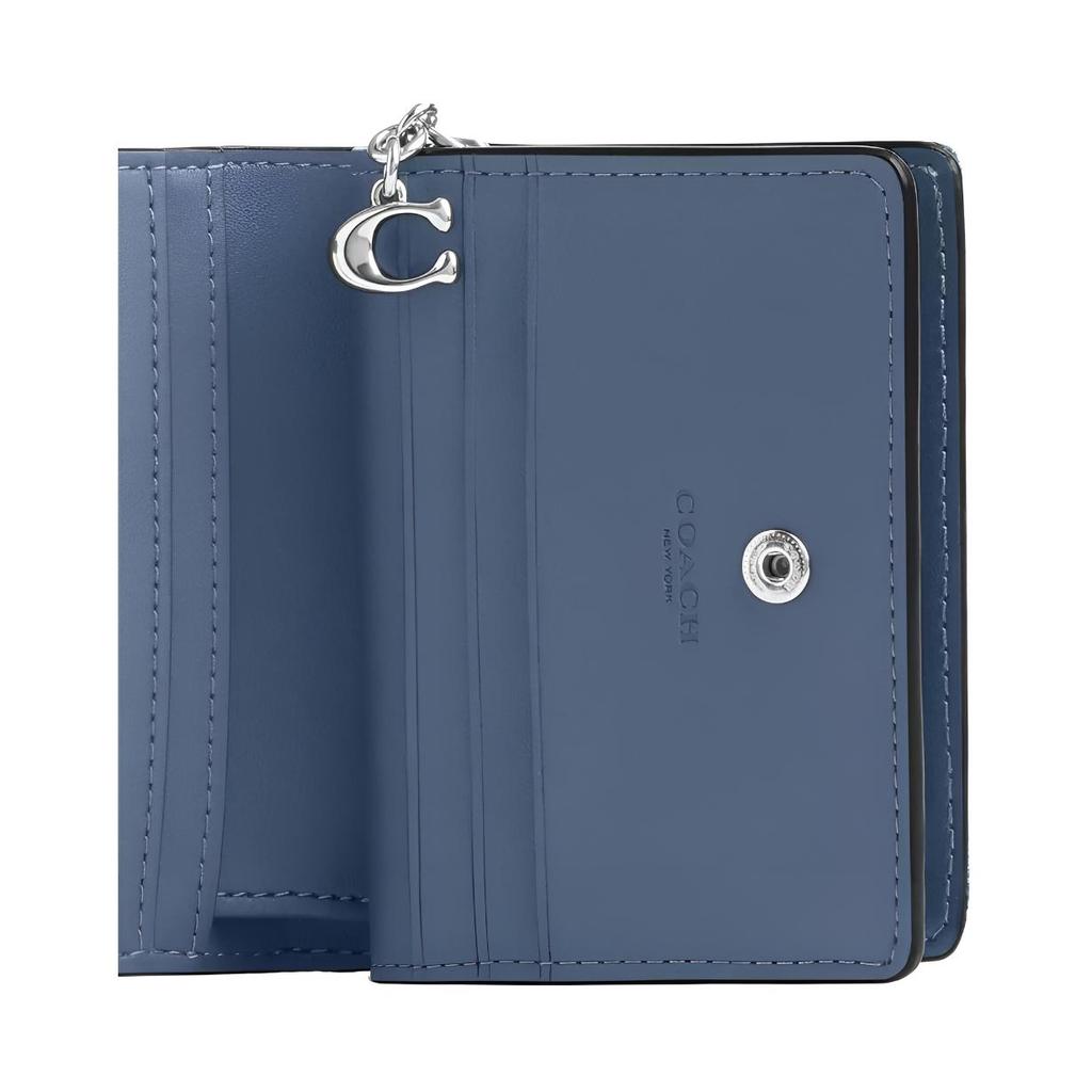 New COACH Snap Wallet Denim Wallet Mini Women's Blue CAP07-SVIN