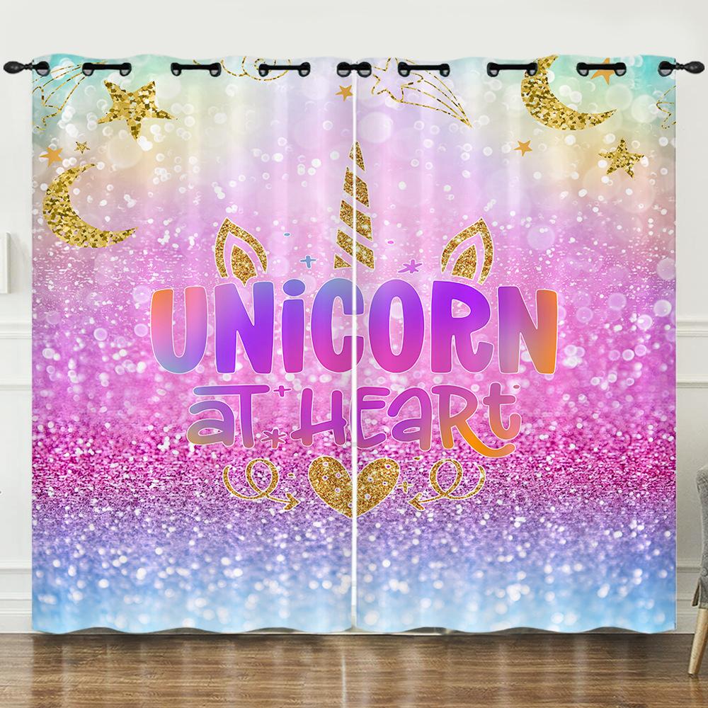 Curtains Color Gradual Change Butterfly Sunshade Child Blackout Curtain Bedroom Without Punching European and American