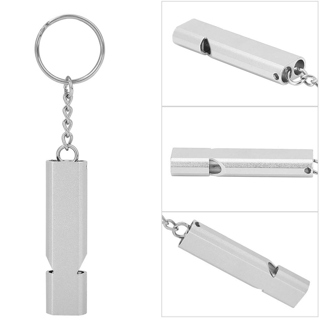 5 Stück Aluminiumlegierung Doppelrohr Pfeife Lebensrettung Notfall Outdoor Überlebenswerkzeug(Silber)