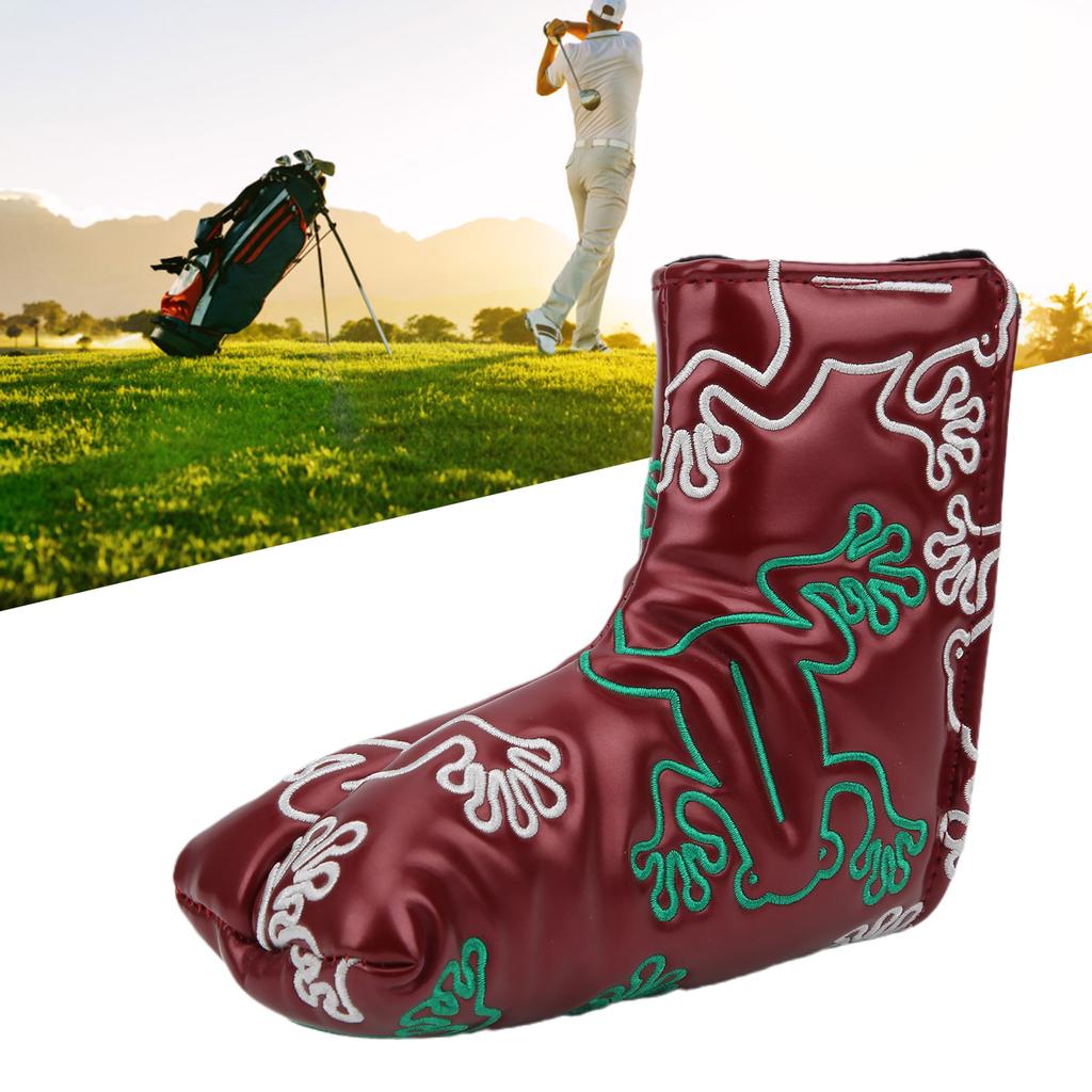 Golf Putter Headcover Embroidery Putters PU Protective Head Cover Magnetic ClosureWine Red