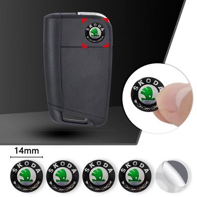 AAAAM1 14mm Car Remote Key Sticker Aluminum Emblem Decal For Octavia Kodiaq Fabia Superb Rapid Kamiq Karoq Derivati Yeti Enyaq A7