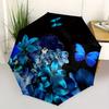 1pc Blue Floral Butterfly Automatic Open/close Folding Umbrella, Compact Portable Travel Umbrella,Durable Construction yy250814158