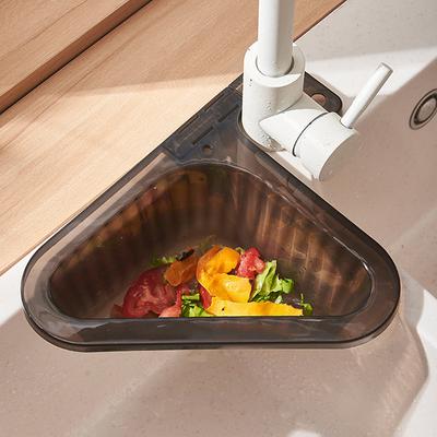 Ecken-Abtropfkorb Langlebig Leicht zu Filtern Küche Transparent Küchenwerkzeuge Spülbecken-Abtropfkorb Super Tragfähig Abtropfkorb