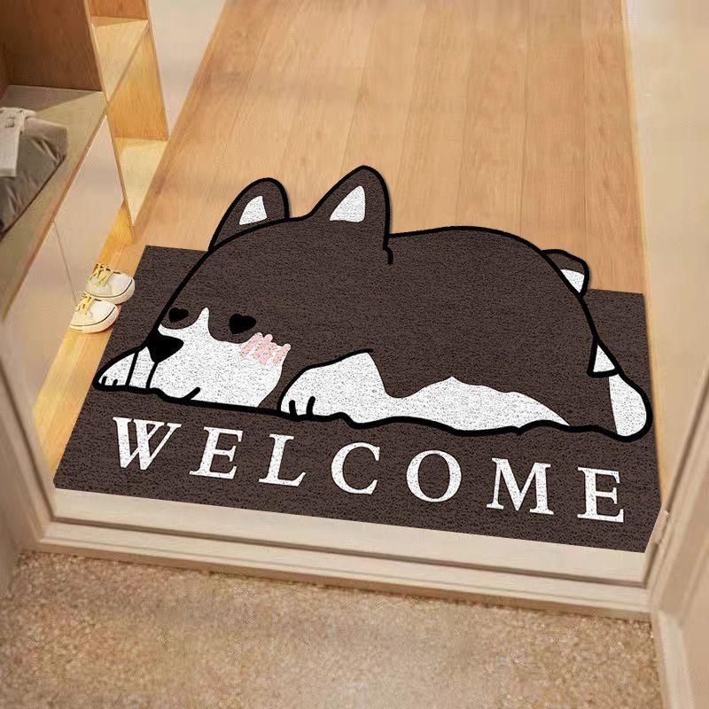 Cartoon Dirt Resistant PVC Silk Ring Door Mats Hallway Doorway Foot Dust Removal Easy Clean Wear-Resistant Anti-slip Floor Mat